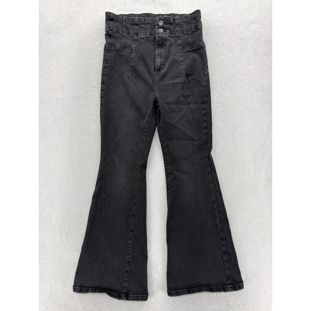 Free People We The Free Jayde Flare High Rise Jeans Womens 31S Black Stretch Y2K